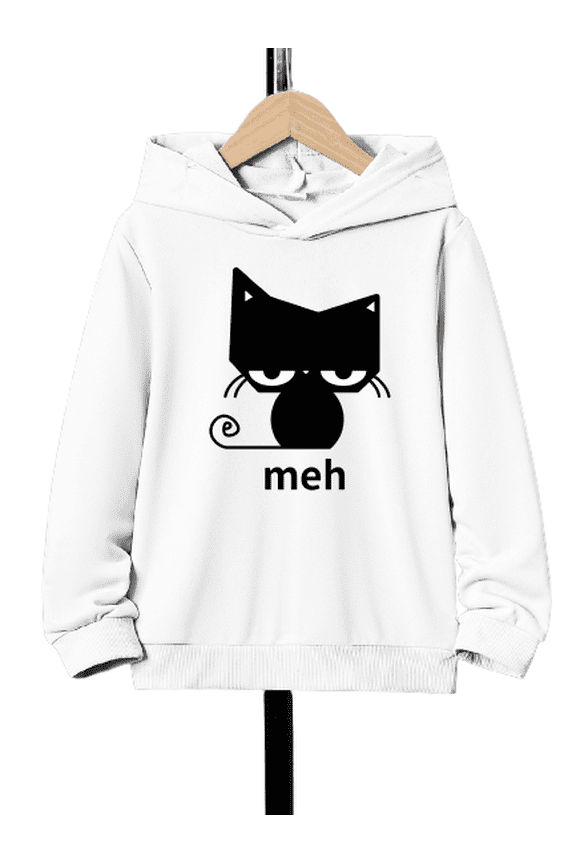 Funny Cat Print Boys Casual Long Sleeve Sweatshirt ,Kids Hoodie Tops For Fall Winter