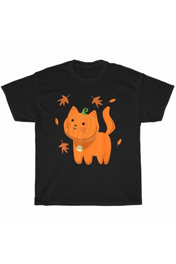 Funny Cat Pumpkin Jack O Lantern Halloween Costume Feline Lover Unisex T-Shirt, up to size 5XL