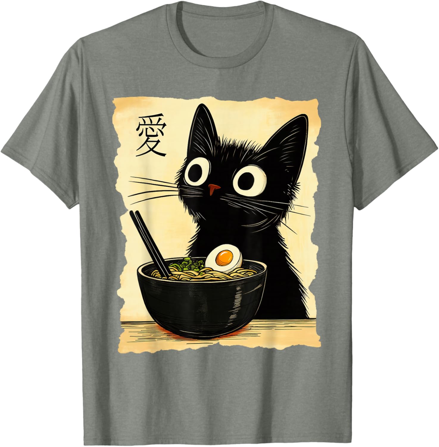 Funny Cat Ramen Graphic Tee Japanese Kawaii Anime Cat T-Shirt,Full ...