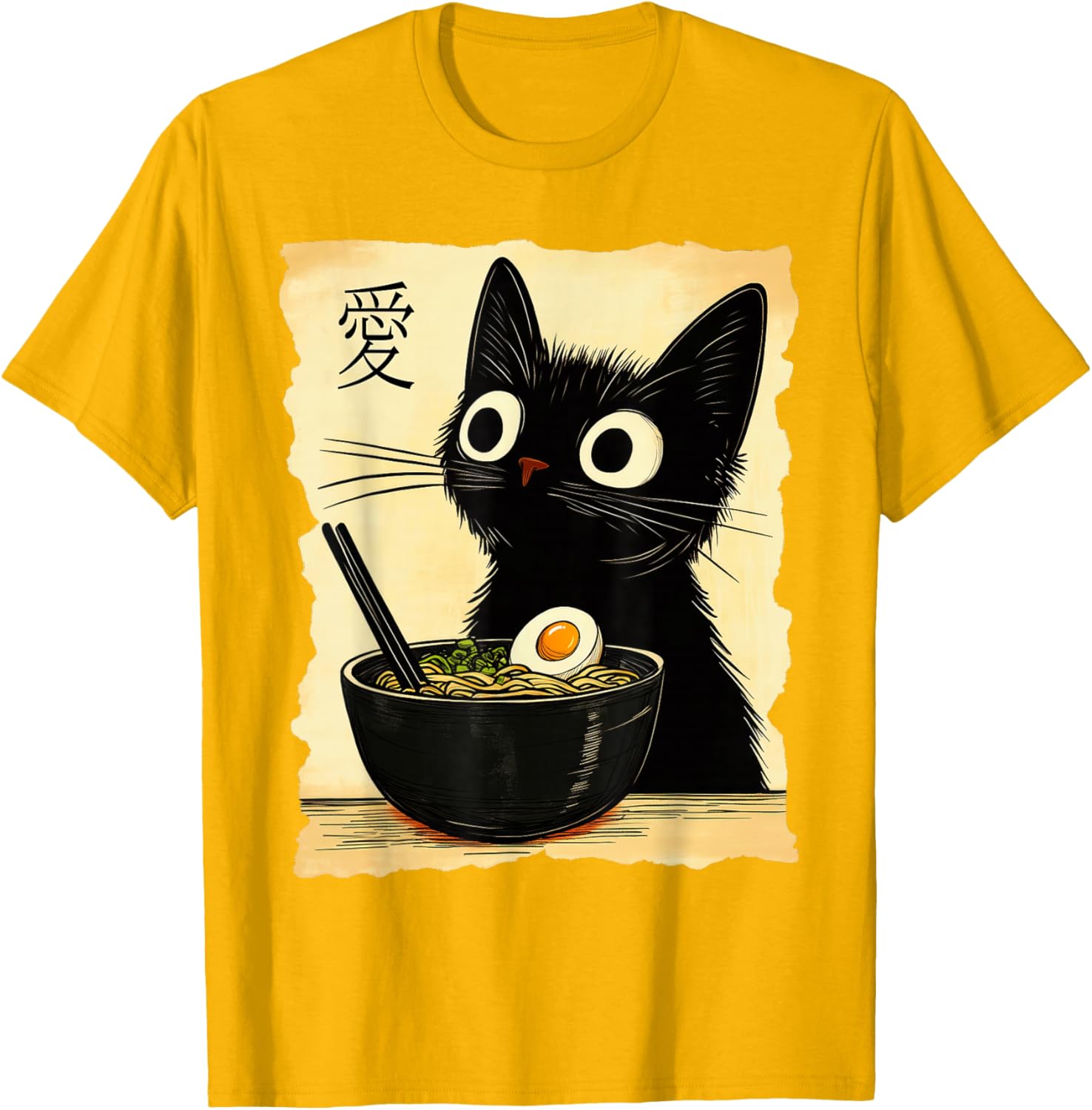 Funny Cat Ramen Graphic Tee Japanese Kawaii Anime Cat T-Shirt,Full ...