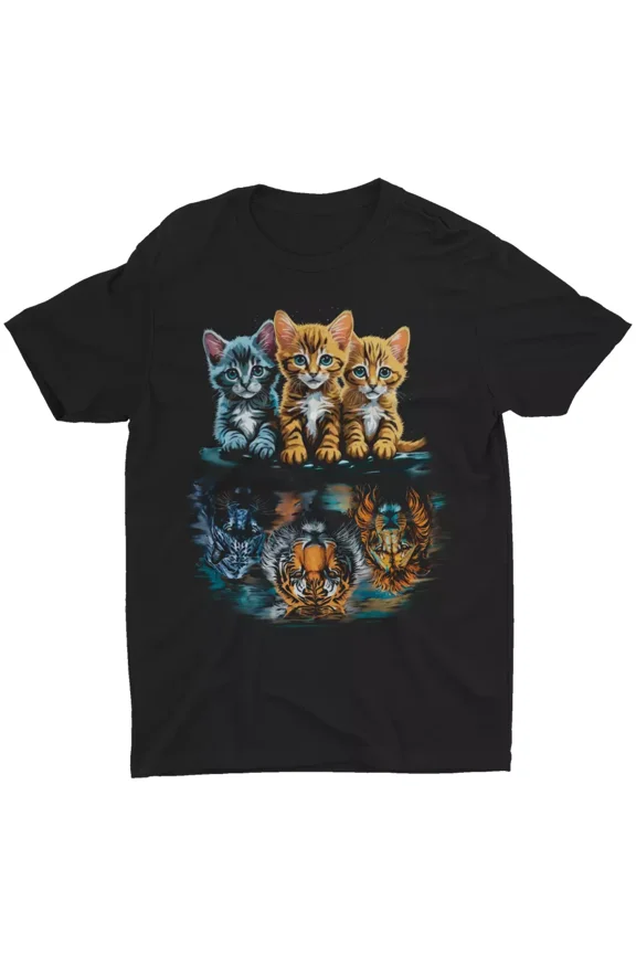 Funny Cat Reflection Tiger T-Shirt Believe In Yourself Inspiring Men T Shirt Tee | eBay