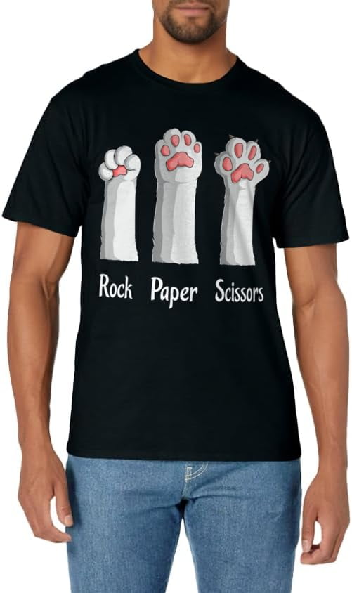 Funny Cat Rock Paper Scissors Hand Game Cute Paw Kitten Kids TShirt