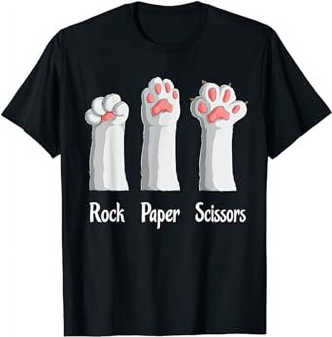 Funny Cat Rock Paper Scissors Hand Game Cute Paw Kitten Kids TShirt