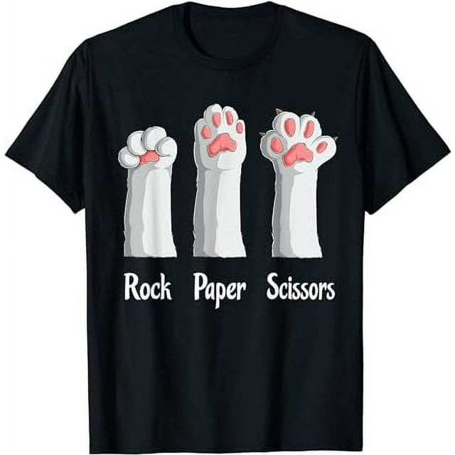 Funny Cat Rock Paper Scissors Hand Game Cute Paw Kitten Kids TShirt