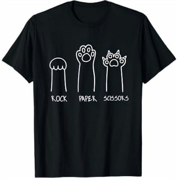 Funny Cat Rock Paper Scissors Hand Game Cute Paws T-Shirt Men Women Boys Girls Cat Lover Gifts Tees