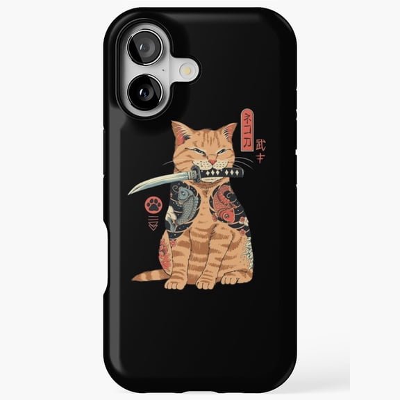 Funny Cat Samurai Warrior Phone Cover for iPhone 11 12 13 14 15 16 17 Pro Max