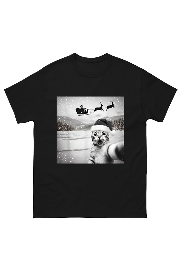 Funny Cat Selfie Festive Holiday Picture Family Art Unisex T-Shirt V14751