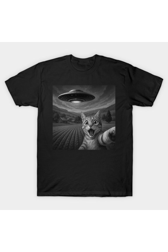 Funny Cat Selfie Whimsical Pet Design Viral Social Photo Unisex T-Shirt, for men & women, up to size 5XL