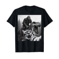 thumbnail image 1 of Funny Cat Selfie with Bigfoot on Dinosaur T-Rex T-Shirt for Unique Style and Humor, 1 of 5