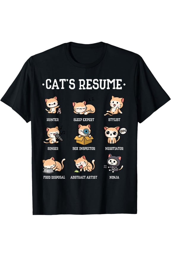 Funny Cat Shirt Cat's Resume Life Of A Cat Animal T-Shirt