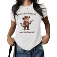 thumbnail image 1 of Funny Cat Shirt Print Tshirt Graphic Tees Shirts White Women Cowboy Cat Western Humor Quote Design Casual Summer Tee Size S-5XL Soft Cotton Daily Wear Tops, 1 of 5