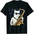 thumbnail image 1 of Funny Cat Shirt Saxophone Music Gift T-Shirt, 1 of 5