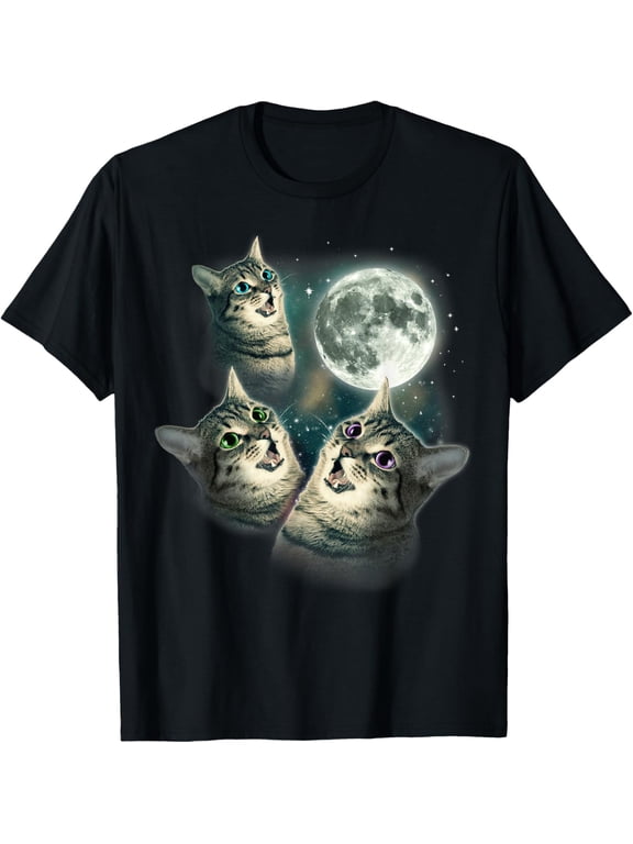 Funny Cat Shirt | Three Cat Moon 3 Wolfs Cute Kitten Graphic T-Shirt TShirt