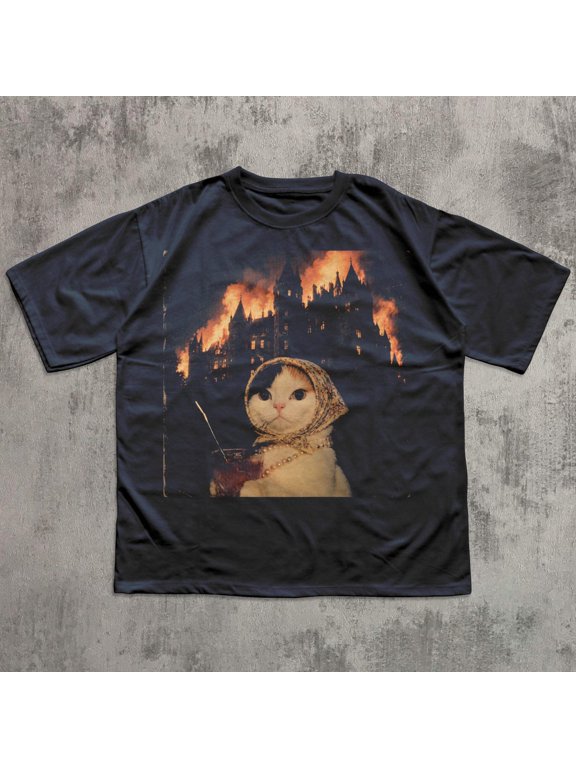 Funny Cat Shirt, Vintage Meme Cat Tee, Cottagecore Cat Shirt, Gothic Cat T-Shirt