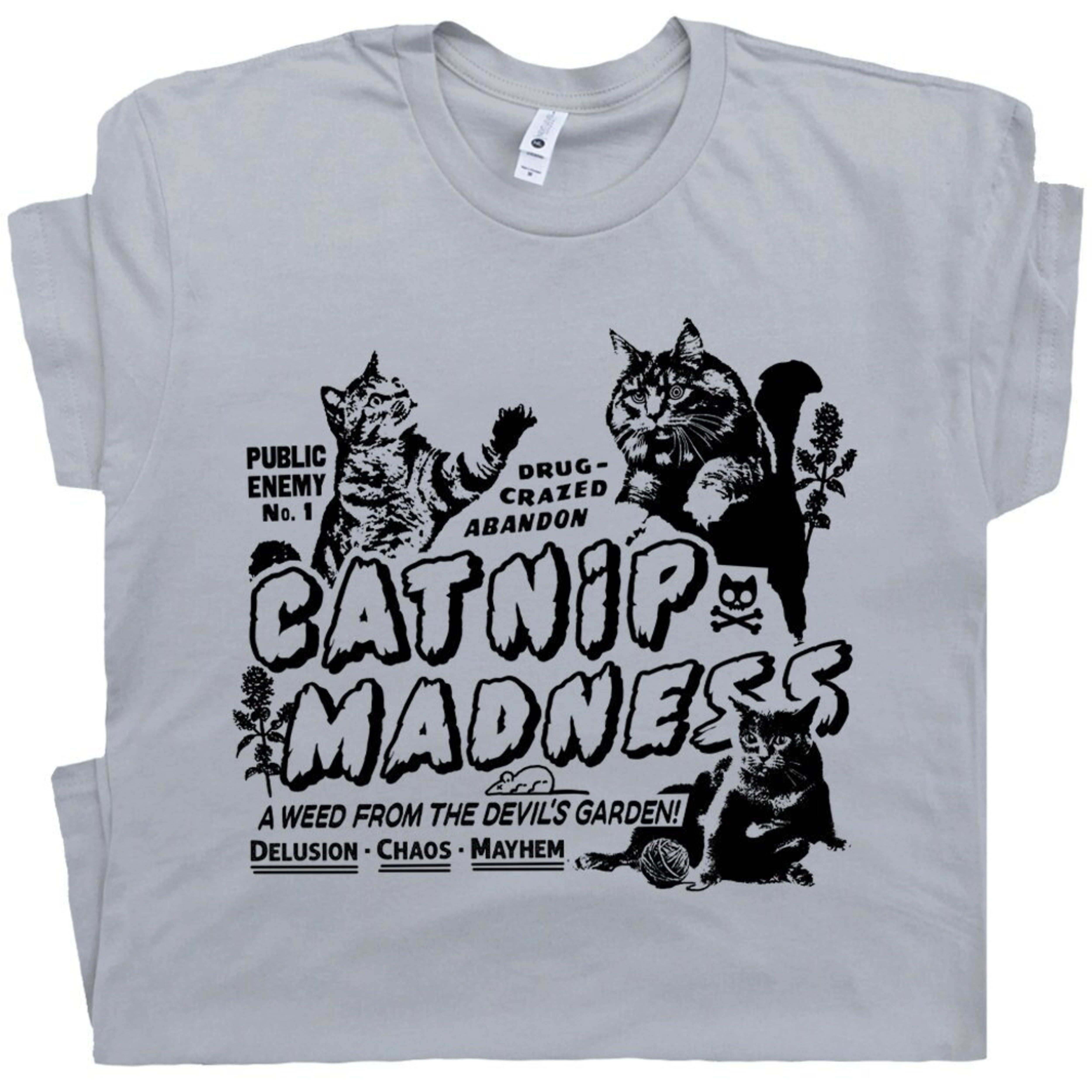 Funny Cat Shirts for Women Men Catnip Madness Cute Cat Shirts Funny Shirts with Cats Crazy Shirts Cool Graphic T Shirts Vintage Kitten Tees Walmart