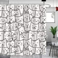 thumbnail image 1 of Funny Cat Shower Curtain for Bathroom Decor Cartoon Cute Kitten Animals Polyester Waterproof Bathroom Curtain with 12 Hooks 72"X72" Birthday Gifts for Women Cat Lovers,Washable,Black White, 1 of 6