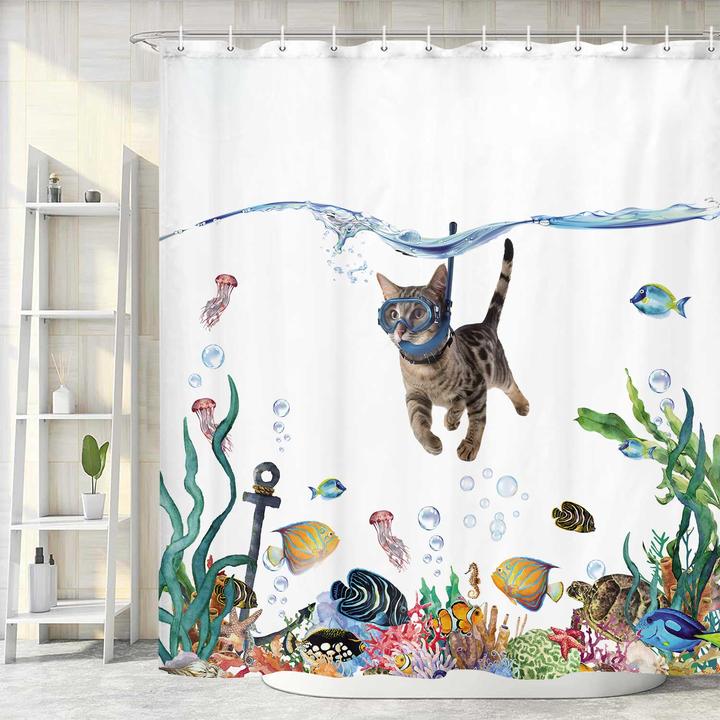 Rainbow Shower Curtain Set - Waterproof Polyester Kids Bathroom Curtain With 12 Hooks, 72x72 Inches, Washable & Colorful Decor