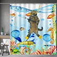 thumbnail image 1 of Funny Cat Shower Curtains for Bathroom - Sea Ocean Animal Underwater Tropical Fish Coral Seahorse Fun Bath Shower Curtain Set with 12 Hooks for Adults Kids Bathroom Decor Accessories, 72"x72", 1 of 6
