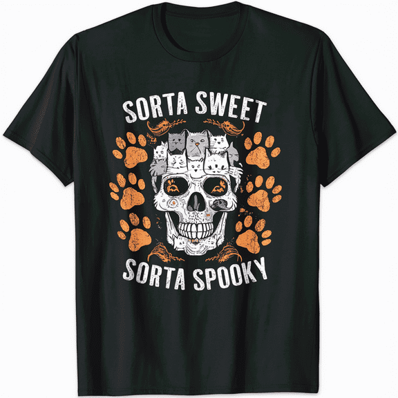 Funny Cat Skull Halloween Costume Tee