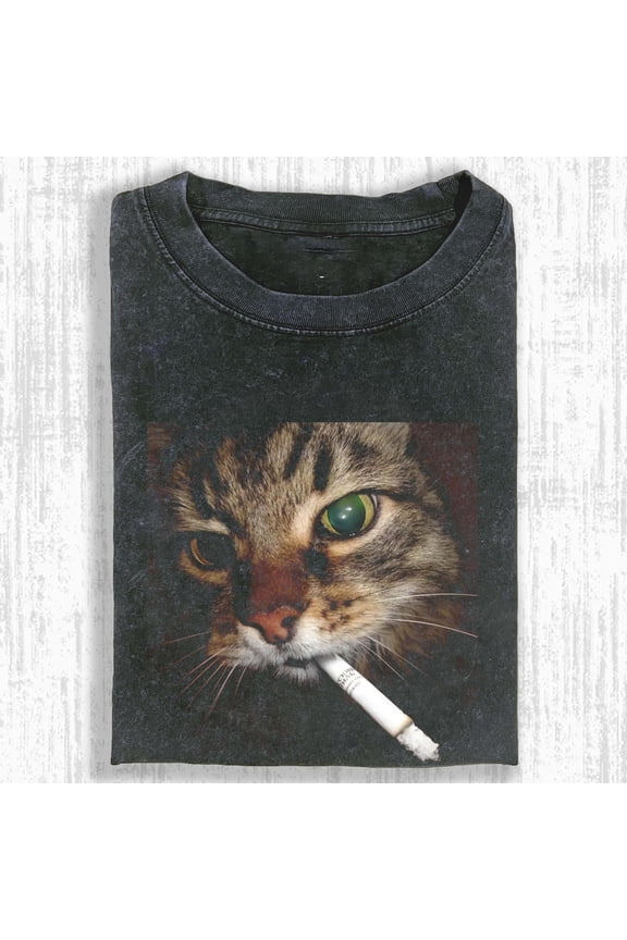 Funny Cat Smoking Comfort Colors Shirt, Vintage Cat Meme Graphic Tee, Smoke Kitty Tee, Unisex Streetwear Aesthetic.