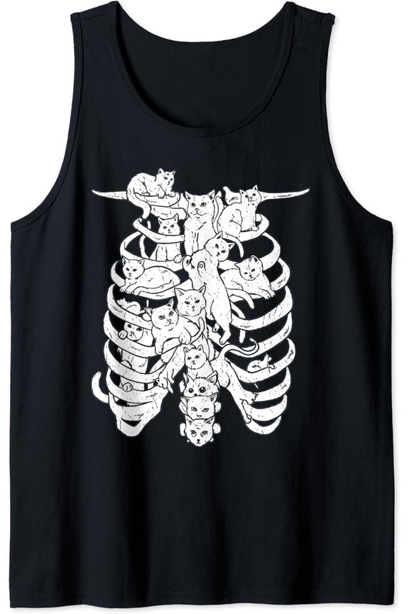 Funny Cat Spine Rib Cage Costume For Cat Lovers Tank Top Size S-3XL