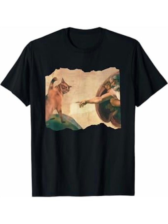 Funny Cat Swatting God'S Hand Cat The Divine Swipe Shirt Unisex S-5XL Hot Trending Shirt, Vintage Birthday Gift