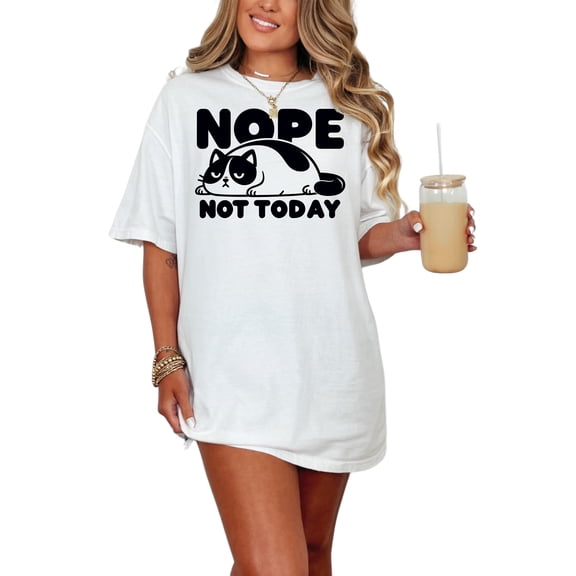 Funny Cat T-Shirt, Cat Lover Shirt Cute Cat Tee, Lazy Cat Shirt, Animal Graphic Tee, Sarcastic Cat Top, White Comfort Colors T-Shirt, Medium