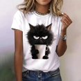 thumbnail image 1 of Funny Cat T Shirt Women Angry Cat Print Short Sleeve Tops Casual Pullover Street Y2k Tshirt Female, 1 of 10