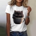 thumbnail image 1 of Funny Cat T Shirt Women Angry Cat Print Short Sleeve Tops Casual Pullover Street Y2k Tshirt Female, 1 of 9