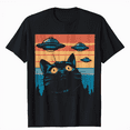 thumbnail image 1 of Funny Cat Tee, Galaxy Cat Shirt Spaceship Alien Cat UFO T-Shirt, 1 of 5