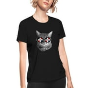 Funny Cat Tee Shirt - Dominican Republic Women's Moisture Wicking Performance T-Shirt Outdoor Sport Tee