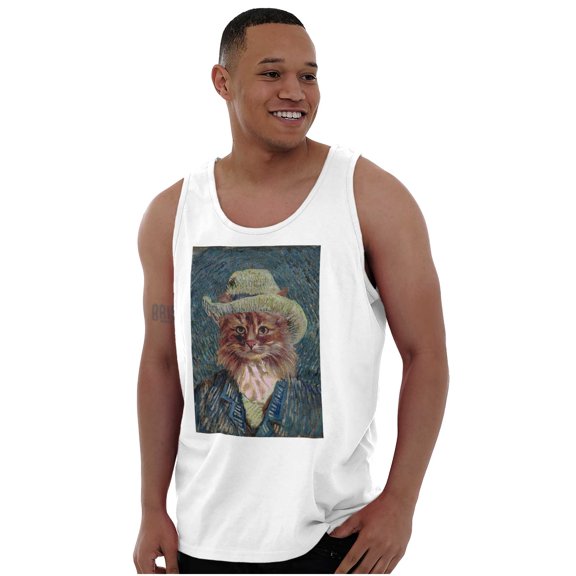 Funny Cat Vincent Van Gogh Portrait Plus Size Graphic Tank Top Brisco Brands 2X