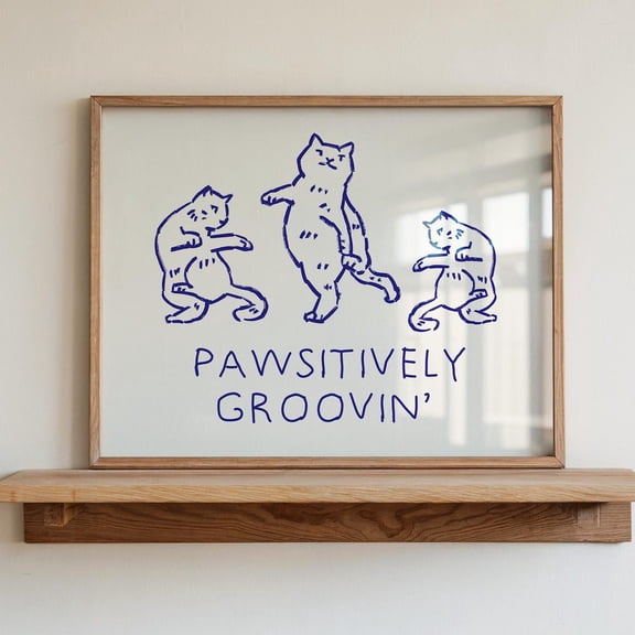 Funny Cat Wall Art: Pawsitively Groovin Dancing Cats UNFRAMED PAPER POSTER, Home Decor, Vintage Gift, Living Room Dercor