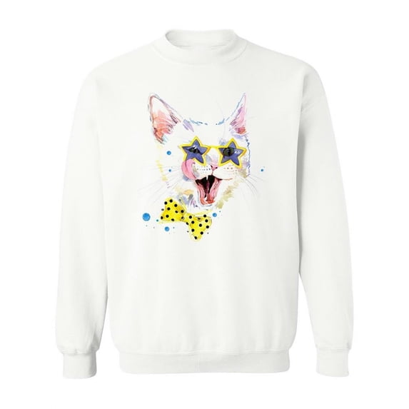 Funny Cat Watercolor Design. Sweatshirt Women -Image by Shutterstock, Female Small