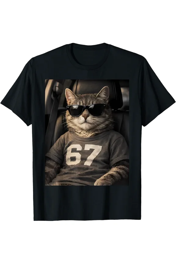 Funny Cat Wearing Sunglasses Graphic T-Shirt for Meme Lovers