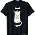 thumbnail image 1 of Funny Cat Wearing Sunglasses Playing Drums T-Shirt, Cool Drumming Kitten Graphic Tee Tops，Funny，cotton，black，S-5XL, 1 of 1