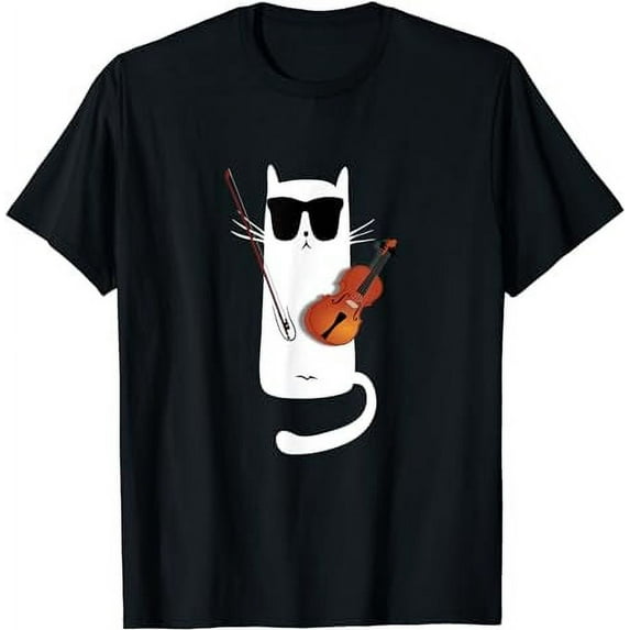 Funny Cat Wearing Sunglasses Playing Violin T-Shirt