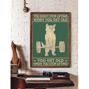 Funny Cat Weightlifting Poster Vintage Style Wall Decor Physical Poster , Poster Print Only