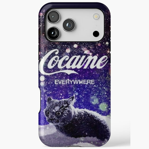 Funny Cat White Powder Meme Case for iPhone 11 12 13 14 15 16 17 Pro Max