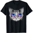 thumbnail image 1 of Funny Cat With Leopard Print Sunglasses Beach Summer T-Shirt, 1 of 5