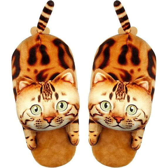 Funny Cat fuzzy Slippers for Women,Bedroom Fluffy Slippers House Shoes,Cute Animal Indoor and Outdoor Slippers,Kawaii Slippers,Soft Non-Slip,Cat Gifts for Cat Lovers,Christmas Gifts for Women/Mom/Men