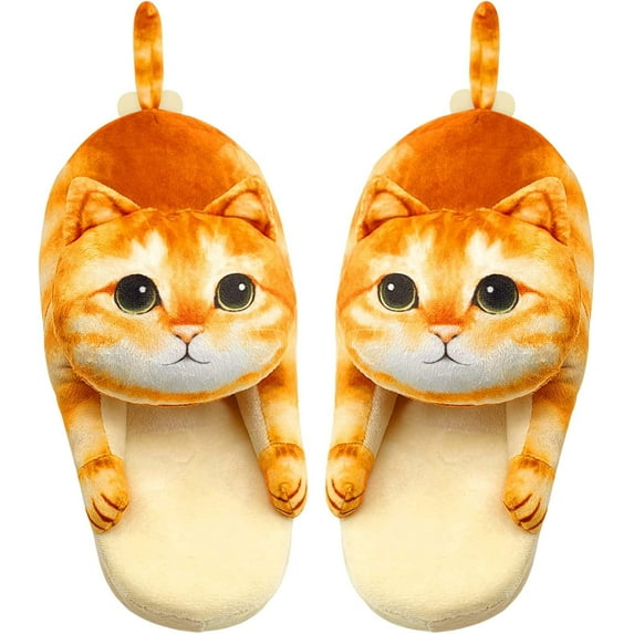 Funny Cat fuzzy Slippers for Women,Bedroom Fluffy Slippers House Shoes,Cute Animal Indoor and Outdoor Slippers,Kawaii Slippers,Soft Non-Slip,Cat Gifts for Cat Lovers,Christmas Gifts for Women/Mom/Men