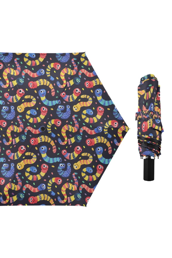 Funny Caterpillar Compact Sun Umbrella Windproof Travel Umbrellas for Rain Strong Portable UV Protection