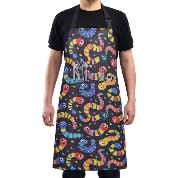 Funny Caterpillar Kitchen Apron with 2 Pockets Adjustable waterproof Cooking Aprons for Women Men Chef