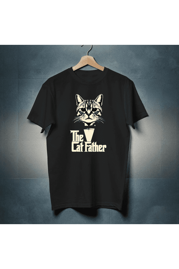 Funny Catfather Cat Dad Meme Humor Feline Lover Graphic Unisex T-Shirt, up to size 5XL
