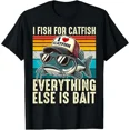thumbnail image 1 of Funny Catfish Retro Sunset Fishing Graphic Gift for Dad Fisherman Men Short Sleeve T-Shirt, 1 of 6