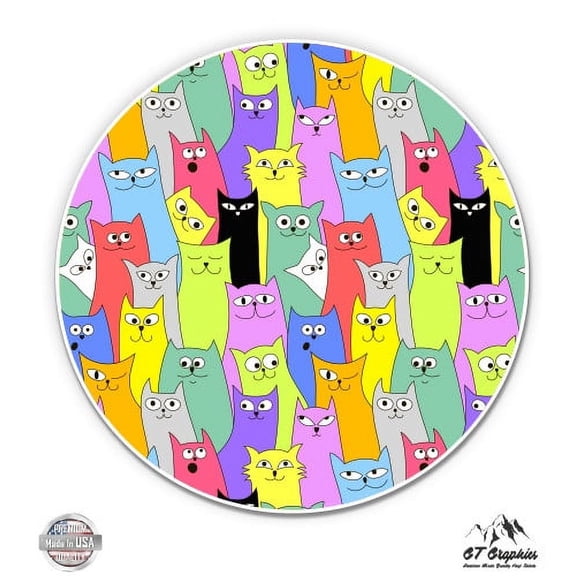 Funny Cats - 3" Vinyl Sticker - For Car Laptop I-Pad Phone Helmet Hard Hat - Waterproof Decal