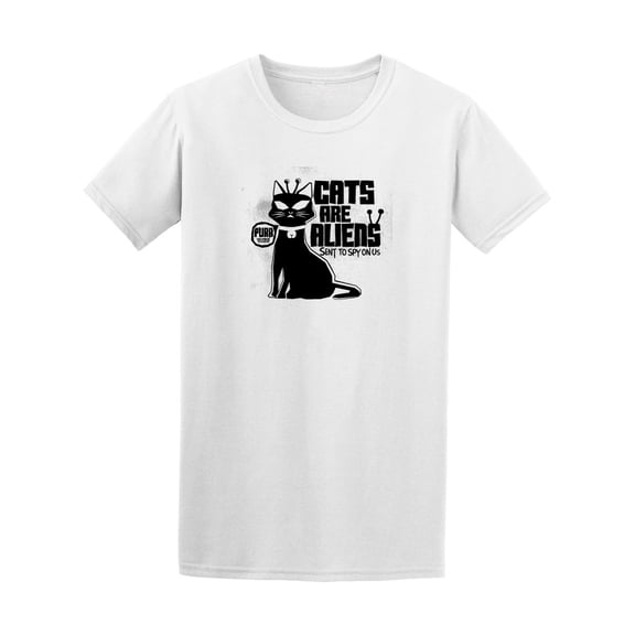 Funny Cats Are Aliens Sent Spy T-Shirt Men -Image by Shutterstock, Male 3X-Large