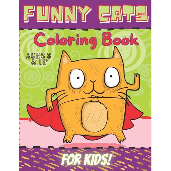 Funny Cats Coloring Book, (Paperback)