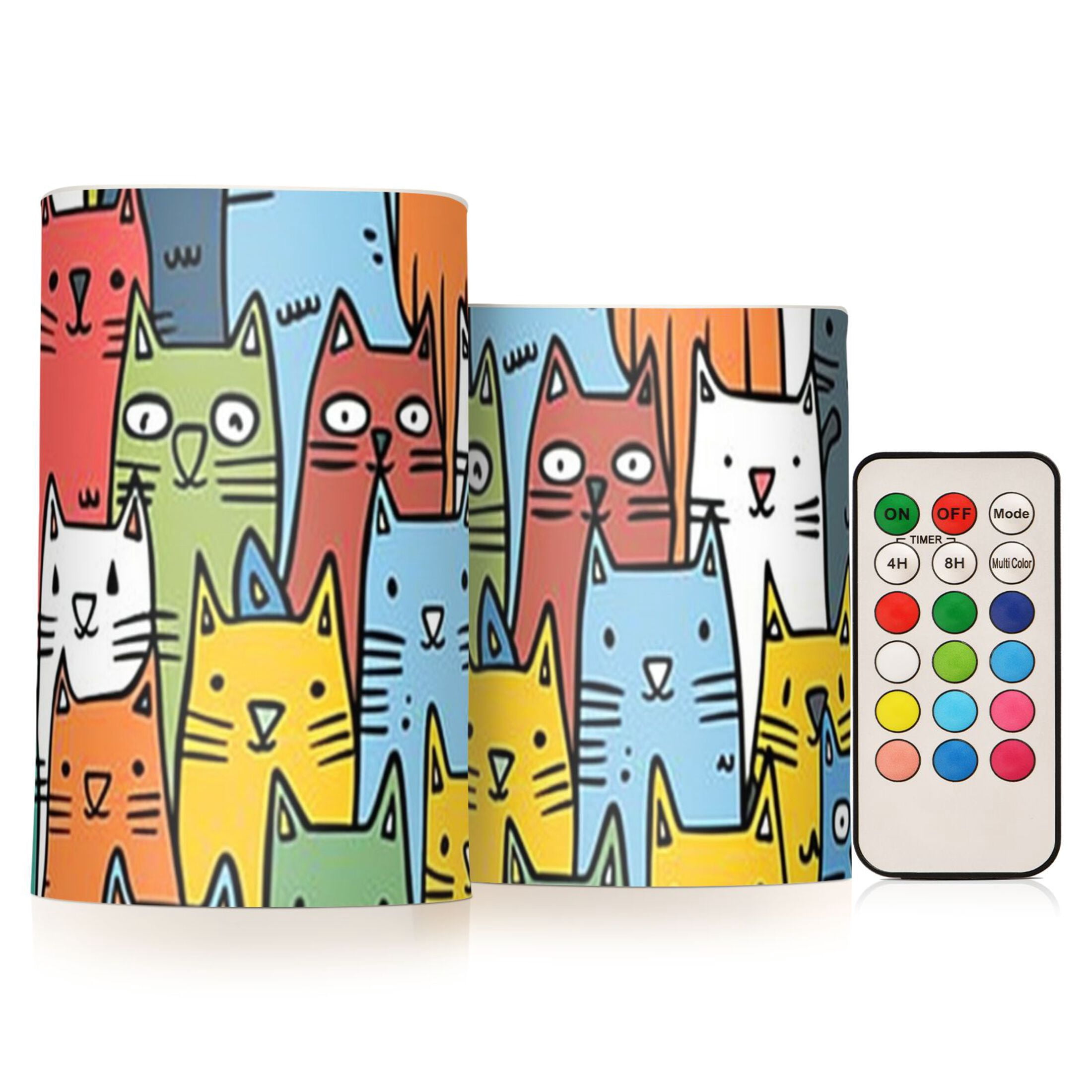 Funny Cats Head Flameless Candles with Remote Timer LED Battery ...